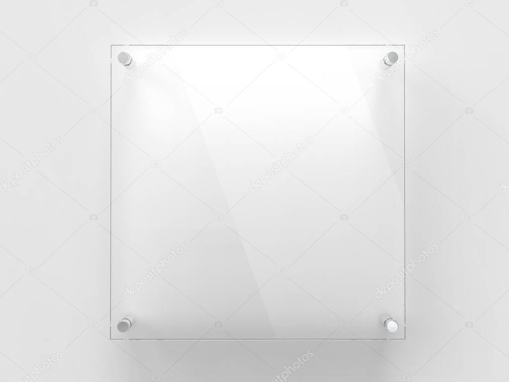 Targa in plexiglass con distanziali montata su muro interno